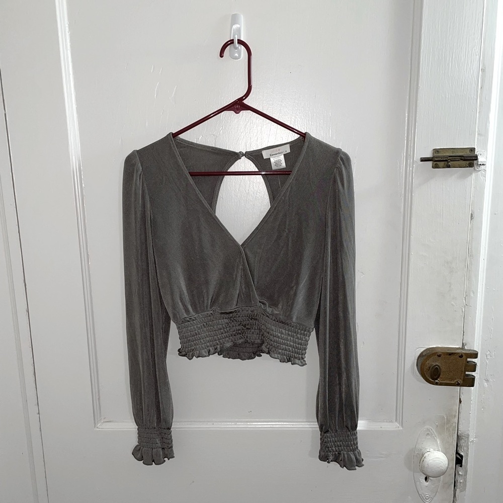 Urban Romantics Long-Sleeved Crop Top with Cutout Back